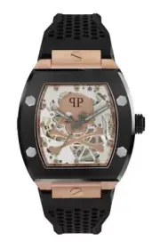 Philipp Plein PWBAA0121 Men's Automatic The $Keleton Silicone Band Watch