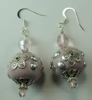 Earrings Statement Pink Crystal with Fancy Beads Wedding