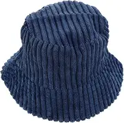 [JEWEDECO] Warm Comfortable Corduroy Bucket Hat Fisherman Cap Soft Hat for Women for Family Friends Dark Blue