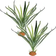 2pcs Lifelike Artificial Reptile Plants for Terrarium Decoration for Lizard Tank Habitat Safe Resin Plastic Material for Amphibians Fish Tanks