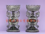 DLEISEA 一對續命燈 蓮花雙龍燭臺青銅器仿古擺件客廳家居裝飾品