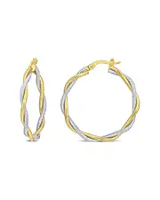 10K Italian Two-Tone Twisted Hoops