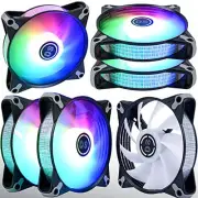 DS RGB Fans 120mm 6 Pack Case Cooling LED Fans for White PC Case CPU Black
