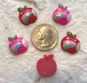 20pcs x 3/4" Resin Apple Flatback Cabochon w/Rainbow for Card SB523