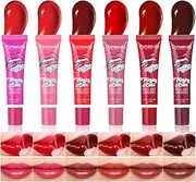 Dynaeuty 6 Pcs Peel Off Lip Stain Lip Tint Set Long Lasting Waterproof Non Stick Cup Non Fade Liquid Lipstick Set, Magic Color Lip Oil Set for Women #C
