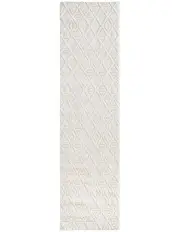 [Miss Amara] Kira Diamond Detail Textured Runner Rug in Cream
