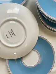 8 Set Lenox Kate Spade Cays Stripe Blue Saucers Plates ~new~