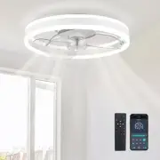 Low Profile Ceiling Fans with Lights and Remote, 15.7'' Led Flush Mount Ceili...