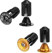 uxcell 2Pair Bar End Plugs Aluminum Handlebar End Caps Bike Plugs 0.7oz Expanding Locking for MTB Road BMX Fixed Gear Bike, Yellow Black