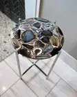 Black Agate Stone Console Side Table Top, Agate Stone Center Table Top