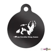 I Love My Cavalier King James Engraved Keychain Round Tag w/tab Spaniel v2