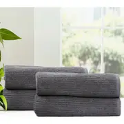4pc Renee Taylor Cobblestone Bath Towel/Sheet 650GSM 160cm Cotton Ribbed Granite