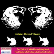 Catfish - Two Fishing White Vinyl Decal Car Truck Windows Laptop Notebook Tablet