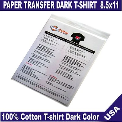 50 Sheets One Step Opaque Transfer Paper 8.5X11 for Black-Dark T-shirt Cotton