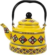 Cabilock Enameled Teapot Retro Kettle for Tea Coffee Mulled Wine Suitable for Gas Induction Cookers Lightweight Design with Comfortable Handle Easy to Clean