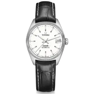 TITONI 瑞士梅花錶 828S-ST-606 宇宙系列 COSMO_SER. 海浪形鋸齒狀腕錶/白面 33.5mm