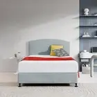 Linen Fabric Double Bed Curved Headboard Bedhead - Stone Grey