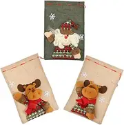 ABOOFAN Empty Bag 3pcs Christmas Decoration Cartoon Doll Linen Bag Storage Bag Christmas Burlap Bag Christmas Candy Bags Christmas Small Christmas Bags Dessert Cloth Drawstring Elder
