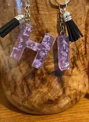 Letter keychains Handmade W/Resin