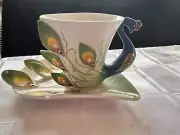 Peacock China Porcelain Tea Cup and Saucer Coffee Cup Hand Crafted Porcelain
