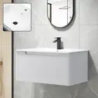 Wall Vanity Unit 91cm Ceramic Basin Bathroom Cabinet Soft-closing Drawer White