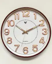 Clock : 38cm (15") Elegant Analog Wall Clock (White) - Luminous 3D Numbers