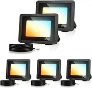 Herrselsam LED Outdoor Spotlight, 5 x 10 W LED Spotlight Dimmable 3000 K/4000 K/6500 K Floodlight, Super Bright 900 LM LED Spotlight IP66 Waterproof for Gardens Sports Field Hotel (no Plug)