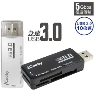 iCooby R202 記憶卡讀卡機 3槽 USB3.0 SD卡 白色