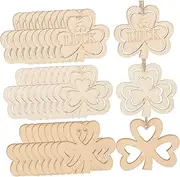 Operitacx 30pcs Small Pendant St Patricks Day Crafts Clovers St Patricks Day Glasses St Patricks Day Shirt Women Green Four Leaf Bracelet Shamrock Decorations to Paint Boxwood