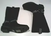 Stuart Weitzman Saloon black suede women's shoes/boots, NOS kids size 3!