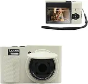 VOVMOEYA Camera Case for Lumix TZ99,for TZ99 Camera Silicone Case,with 0.25mm Ultra Thin Screen Protector for Panasonic Lumix TZ99 Case,with Hand Strap, Beige, Beauty Case