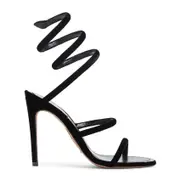 [Rene` Caovilla] Rene` Caovilla-Black Velvet Snake Sandals-Donna 36 IT