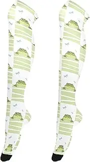 [Caihoyu] Women High Thigh Socks Casual Over Knee Socks Over Knees Socks for Stage Performances Green Frog, Green Frog