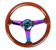 NRG Steering Wheel Classic Wood Grain 350mm Neochrome Finish Spoke 3" Deep Dish (for: Volkswagen)