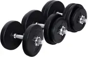 Everfit Dumbbell, 24kg Dial Adjustable Dumbbells Set Weight Plates Hand Weigh...