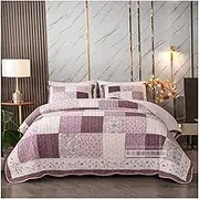 Cotton Bedspread Quilt Sets-Reversible Patchwork Coverlet Set 3-Piece Queen Size Flower Pattern Bedding Sets (1 Quilt, 2 Pillowcases) (Color : I, Size : 250x230cm-50x70cm x2)