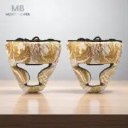 2pc Set Gold Boxing Head Guard Kickboxing Training Protective Gear Martial Arts