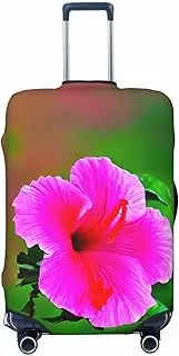[CADREWY] Hibiscus Flowers pattern Print Travel Suitcase Cover Luggage Protector with Elastic Anti Scratch for Carry On, Black, Small