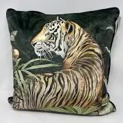 Avalana Exotics Collection Tiger Decorative Velvet Pillow 19x19 Square Feather