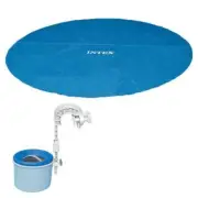 Intex Solar Pool Cover Vinyl Round Blue Wall Mounted Automatic Surface Skimmer