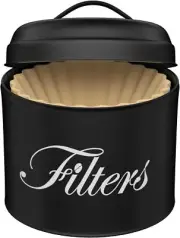 Coffee Filter Holder, Black Basket Storage with Lid,