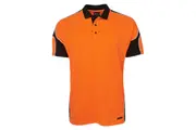 JB's Mens Arm Panel Hi-vis Polo Work Shirt 6AP4S - Orange/Black