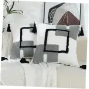 Neutral Black and Grey Throw Pillow Covers 20" x 20" (Pack of 2) Grey and Black