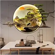 LED Lighted 3D Wall Sculpture Art Decor Modern Hanging Painting with Decorative Mounted Lamp for Home Entrance and Corridor Green B 110x60cm