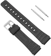 [OcioDual] Replacement Silicone Strap Metal Pins Compatible with Casio Watch F91W F-91W Black Replacement Resin Springs, Black/White, strap