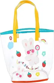 [DEARMAMY] Cartoon Handbag Clear Tote Clear Bags Wicker Purse Duffle Basket Purse Woven Beach Bag Toiletry Bag Clear Pink Beach Bag The Tote Bag Clear Back for Handbags Pouch Pvc