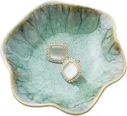 Homiliky Ceramic Jewelry Dish, Decorative Trinket Tray, Small Ring Dish, Trinket Key Tray, Jewelry Tray, Jewelry Plate, Key Bowl, Ceramic Trinket Dish for Women and Girls (Green)