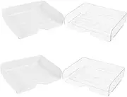DOITOOL 4Pcs Stackable Letter Tray Organizer Clear White Document Storage for Papers Magazines Folders and Stationery Versatile Desk for Home Office