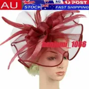 Large Flower Feather Hair Hat Fascinator Headband Clip Wedding Royal Ascot Race