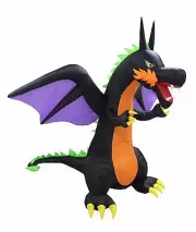 8 Foot Tall Halloween Inflatable Fire Wing Dragon LED Yard Garden Art Decoration